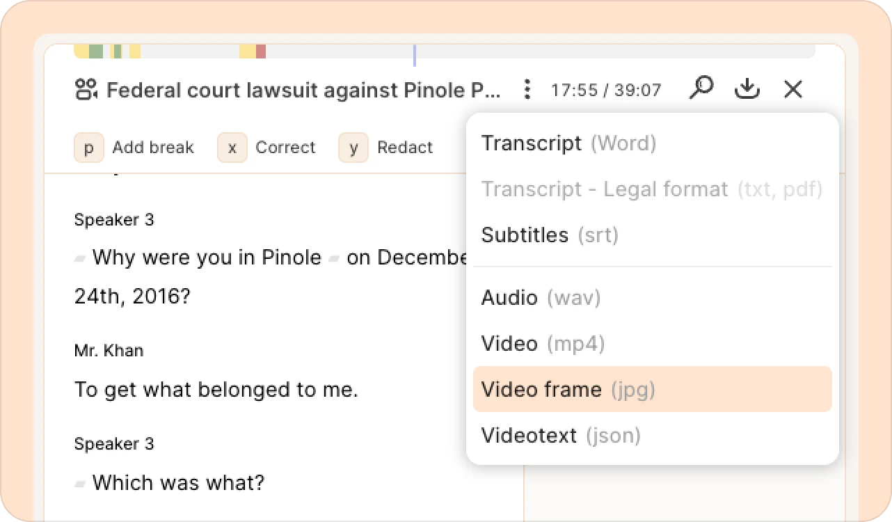 Select the option video frame to export an image.