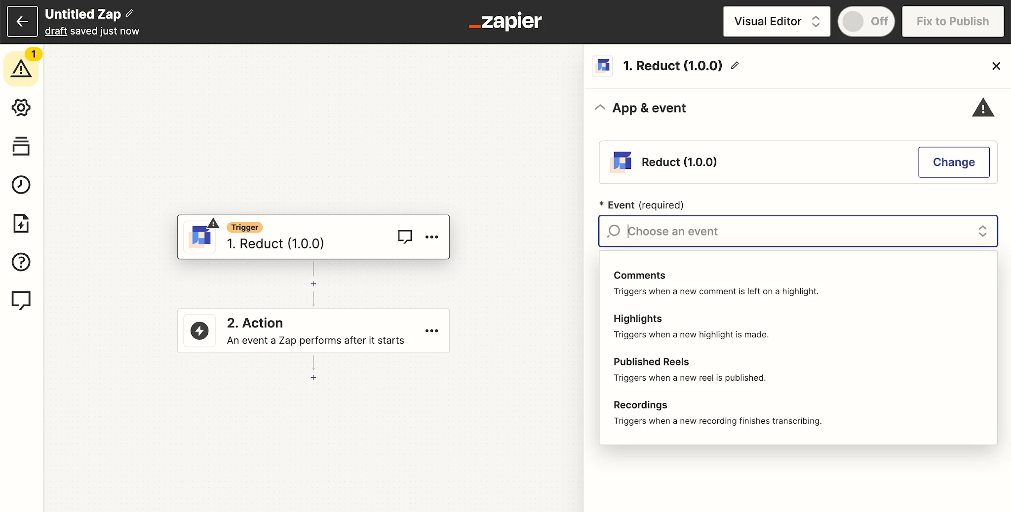 choosing an event in Zapier