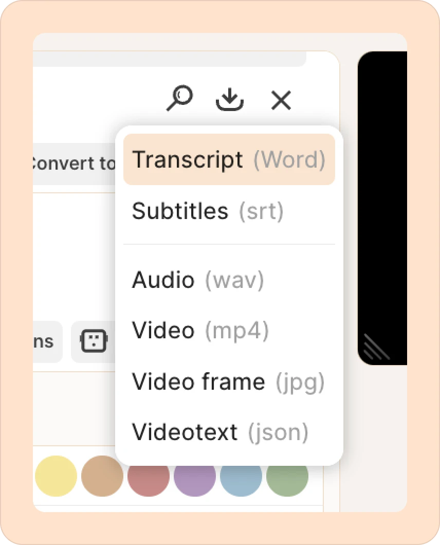 how to export a transcripts from Reduct
