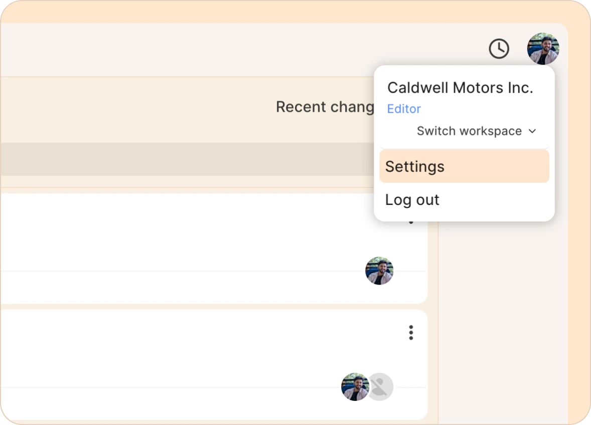 Access the settings page in Reduct