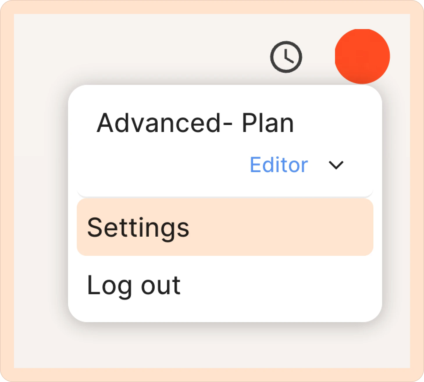 Accessing the user settings in Reduct