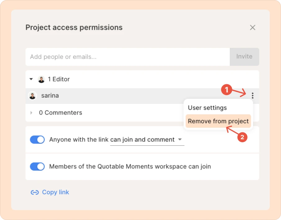 removing a user from the Reduct organization.