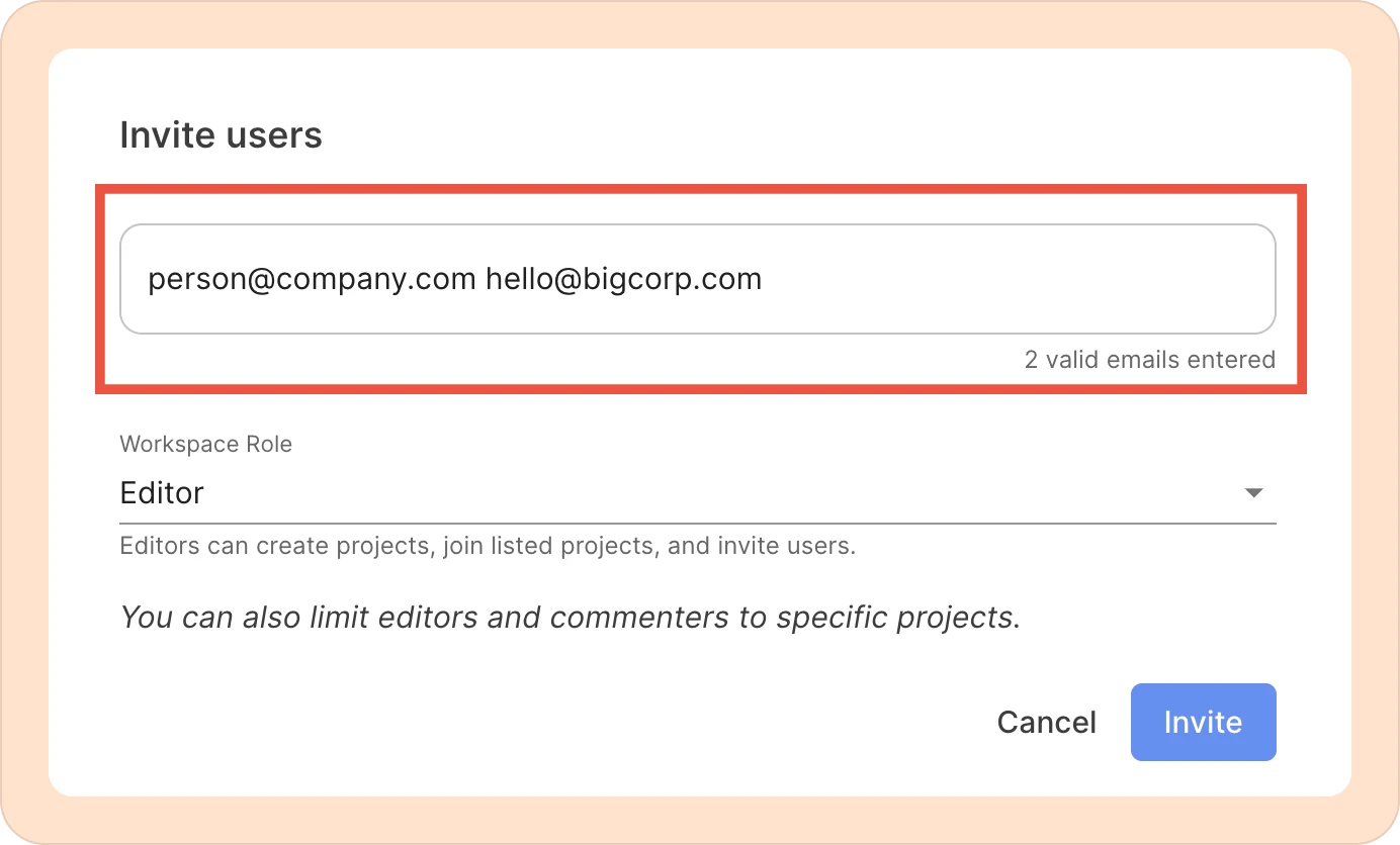 inviting multiple users in Reduct