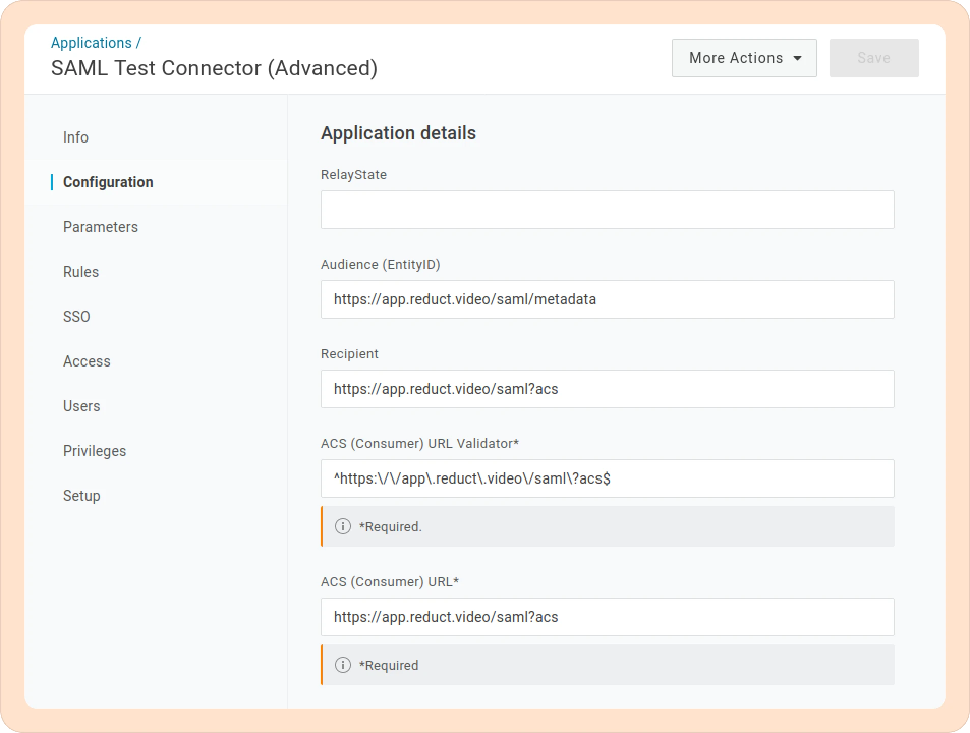 onelogin configuration for SSO — Reduct