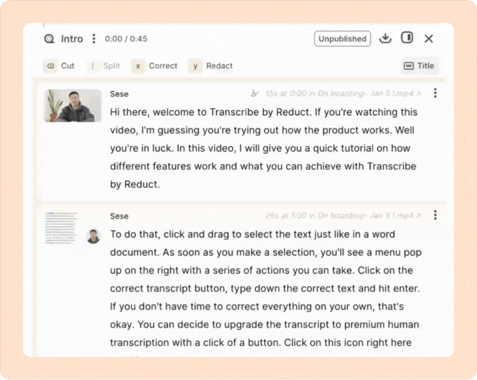 publishing a reel in Reduct