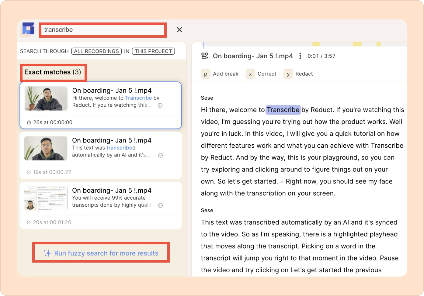 running a fuzzy search in Reduct