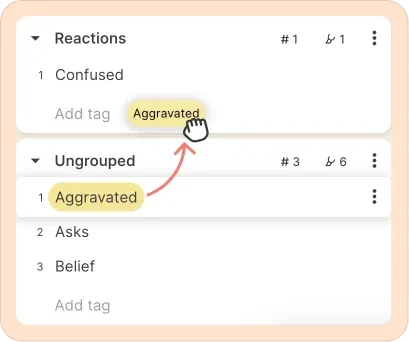 dragging an drop tags to a different tag group