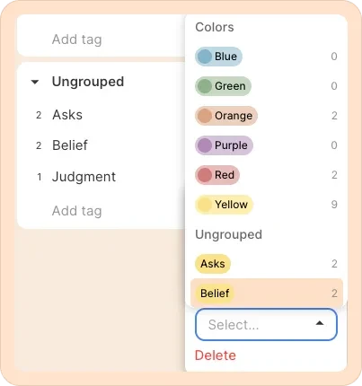 option to select which tag to merge with