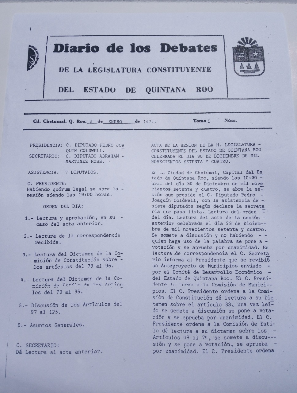 Diario de los Debates 03/Ene/1975