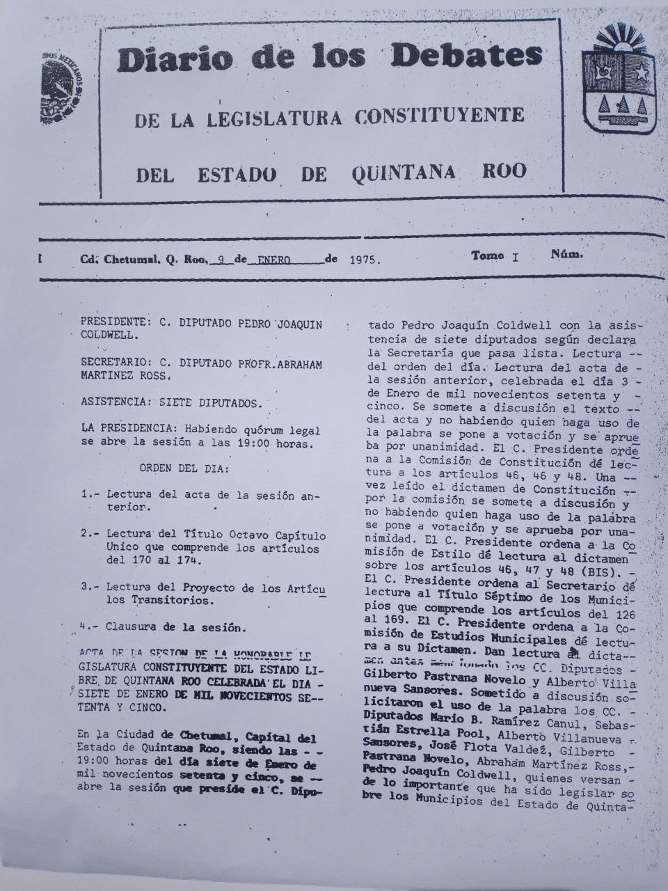 Diario de los Debates 09/ene/1975