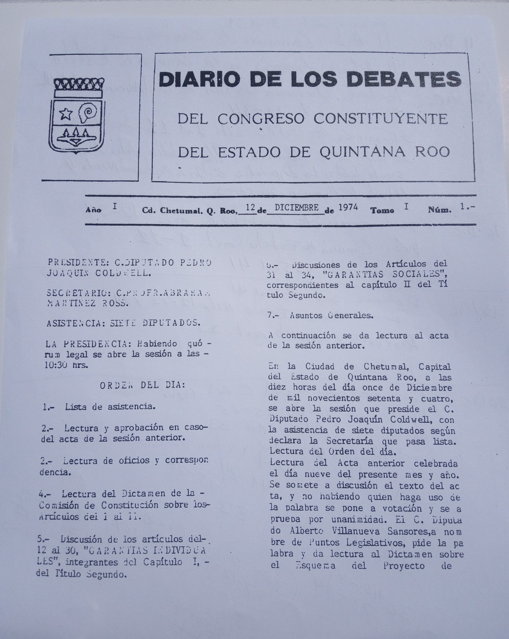 Diario de los Debates 12/Dic/1974