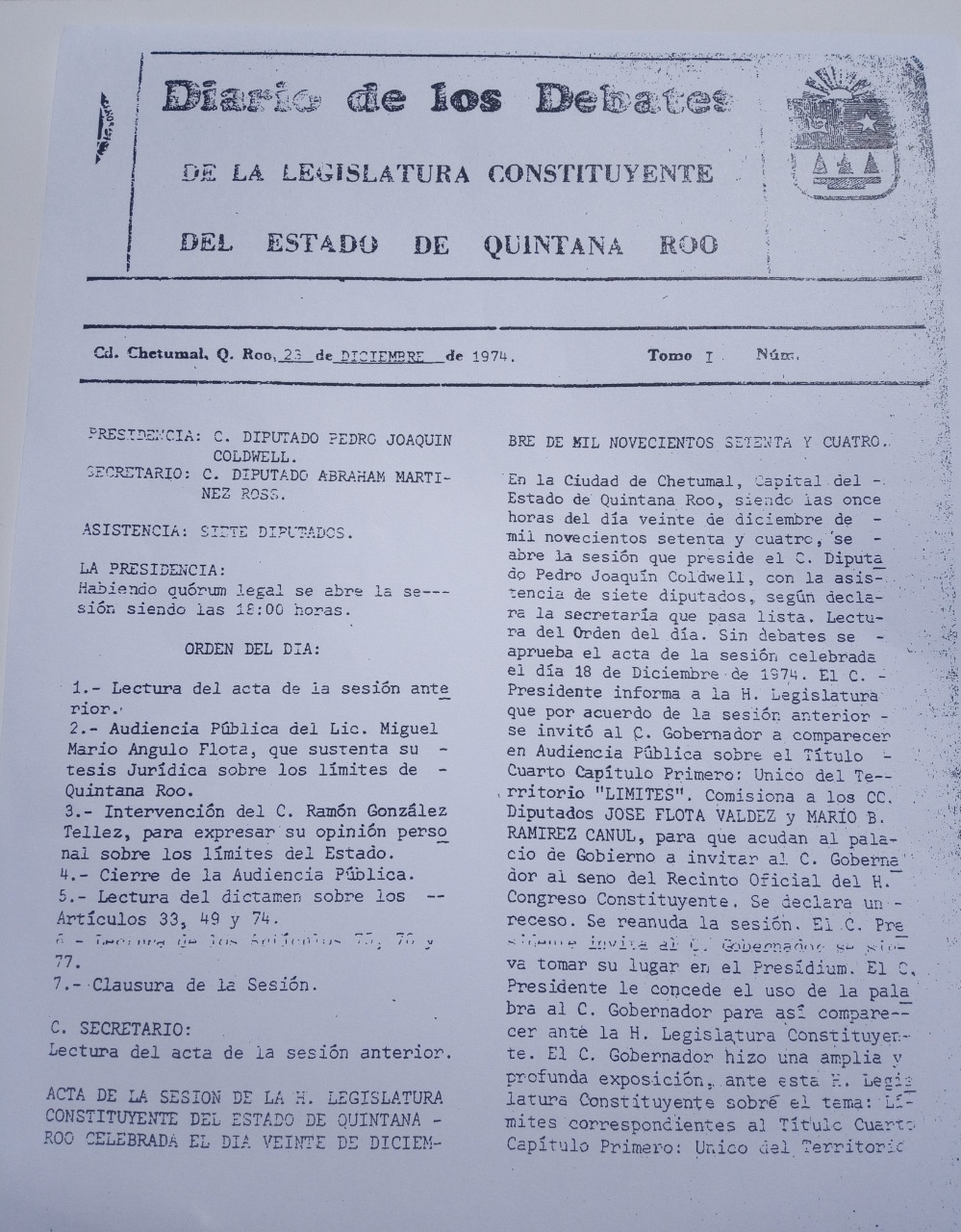 Diario de los Debates 23/Dic/1974