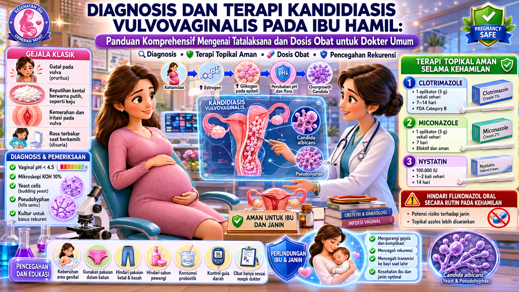 Diagnosis dan Terapi Kandidiasis Vulvovaginalis pada Ibu Hamil: Panduan Komprehensif Mengenai Tatalaksana dan Dosis Obat untuk Dokter Umum