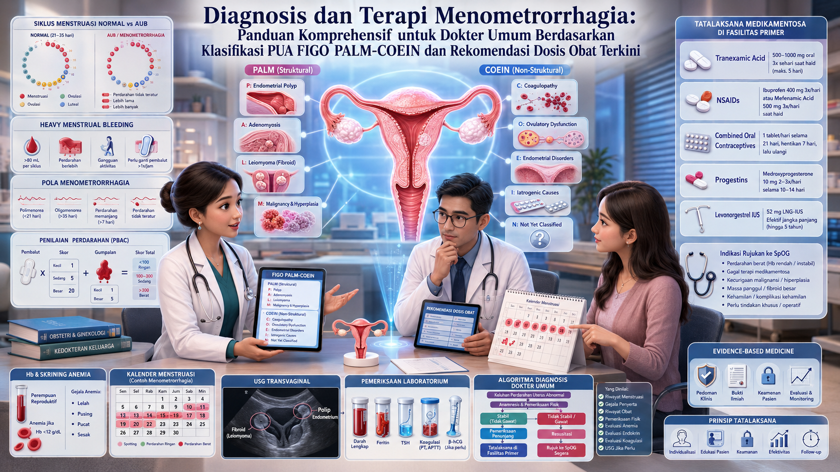 Diagnosis dan Terapi Menometrorrhagia: Panduan Komprehensif untuk Dokter Umum Berdasarkan Klasifikasi PUA FIGO PALM-COEIN dan Rekomendasi Dosis Obat Terkini