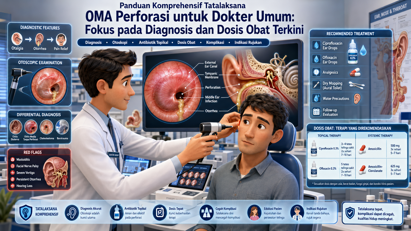 Panduan Komprehensif Tatalaksana OMA Perforasi untuk Dokter Umum: Fokus pada Diagnosis dan Dosis Obat Terkini