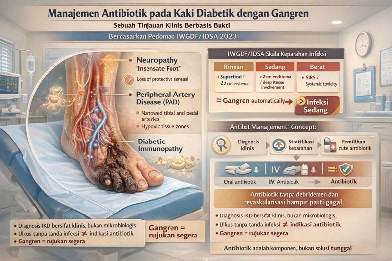 Manajemen Antibiotik pada Kaki Diabetik dengan Gangren: Sebuah Tinjauan Klinis Berbasis Bukti Berdasarkan Pedoman IWGDF/IDSA 2023