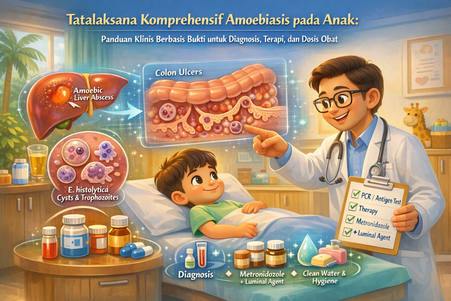 Tatalaksana Komprehensif Amoebiasis pada Anak: Panduan Klinis Berbasis Bukti untuk Diagnosis, Terapi, dan Dosis Obat