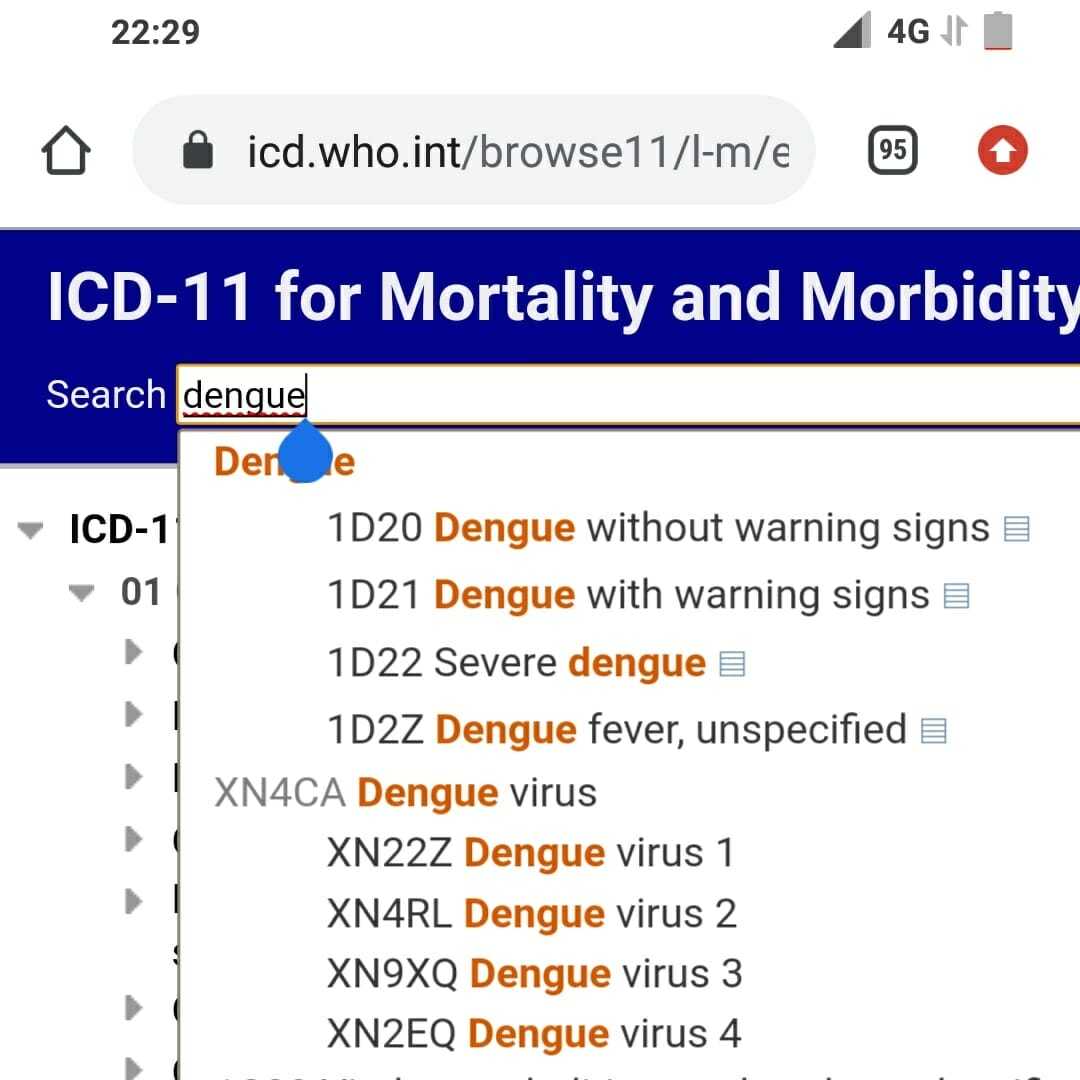 Dengue ICD 11 stripalllossy1ssl1