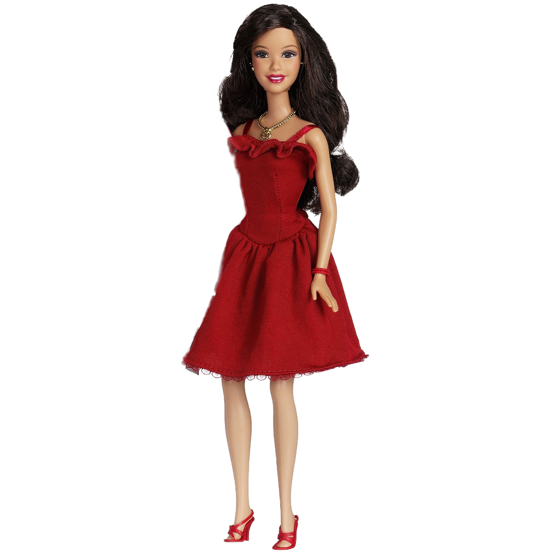 strapless open back dress Pre-Owned Happy Holidays Barbie Doll 1997 African-American 10th Annive –  Enchanted Styles main image 1
