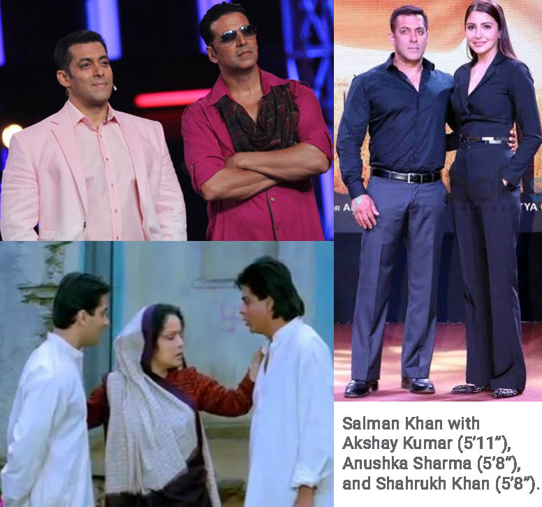 Salman Khan standing with Akshay Kumar Anushka Sharma