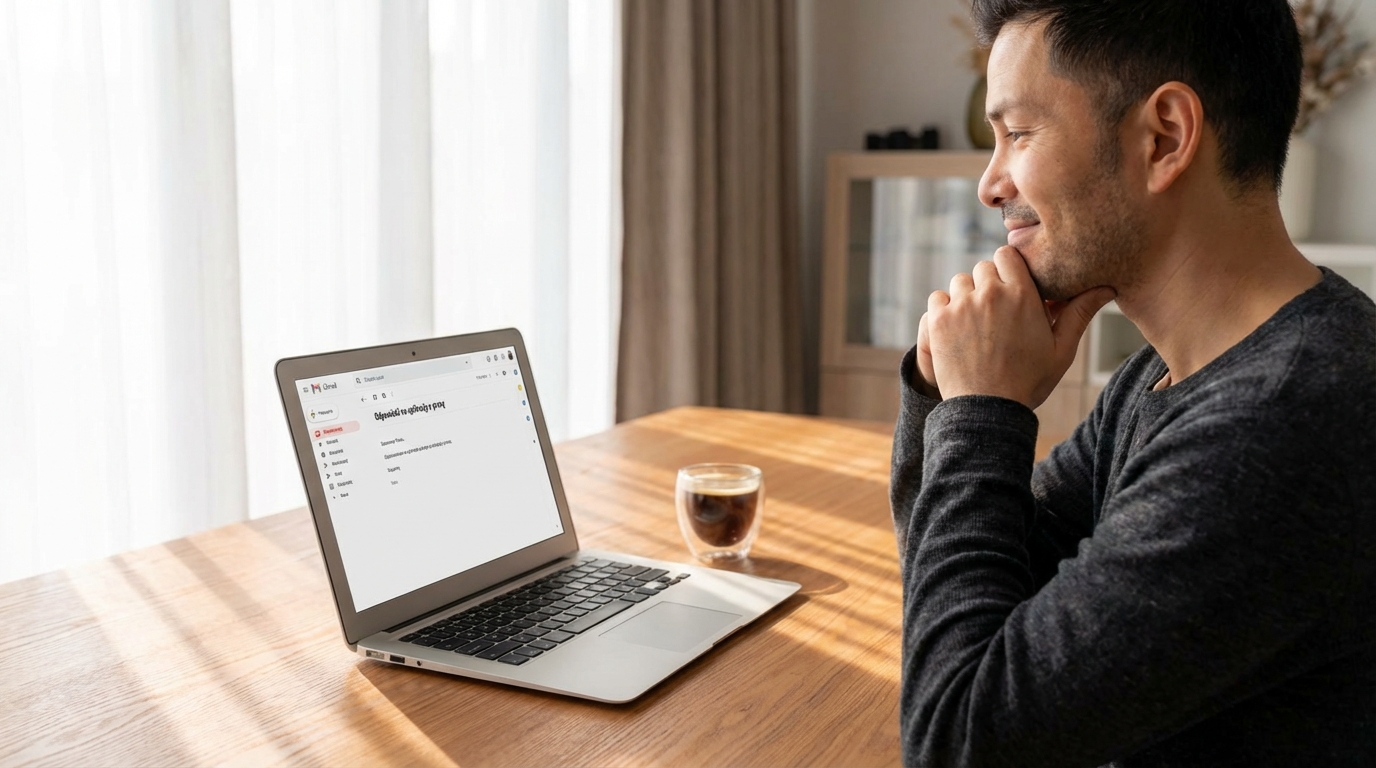 Osoba czytająca email z odpowiedzią na aplikację o pracę