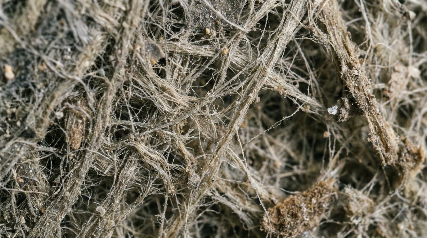 Makrofotografia struktury wełny kamiennej używanej do izolacji.