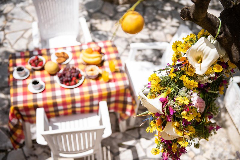 Breakfast table in the garden