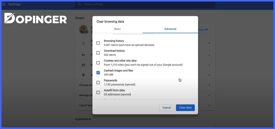 how to clear the cache on chrome