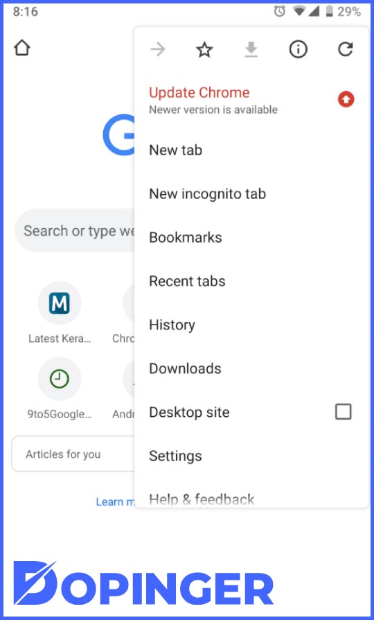 Update Google Chrome on iOS