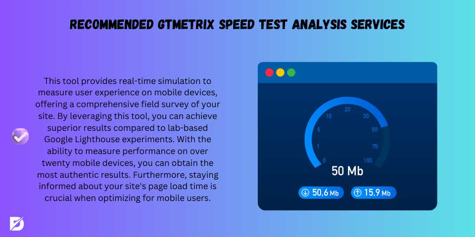 recommended GTMetrix speed test analysis