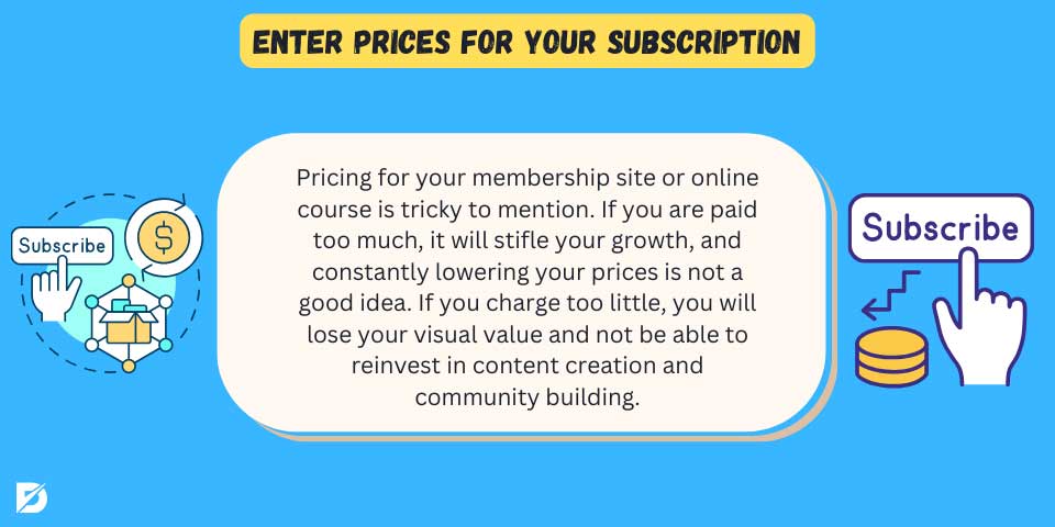 enter prices for your subscription