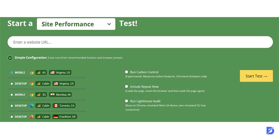 WebPage speed test tool