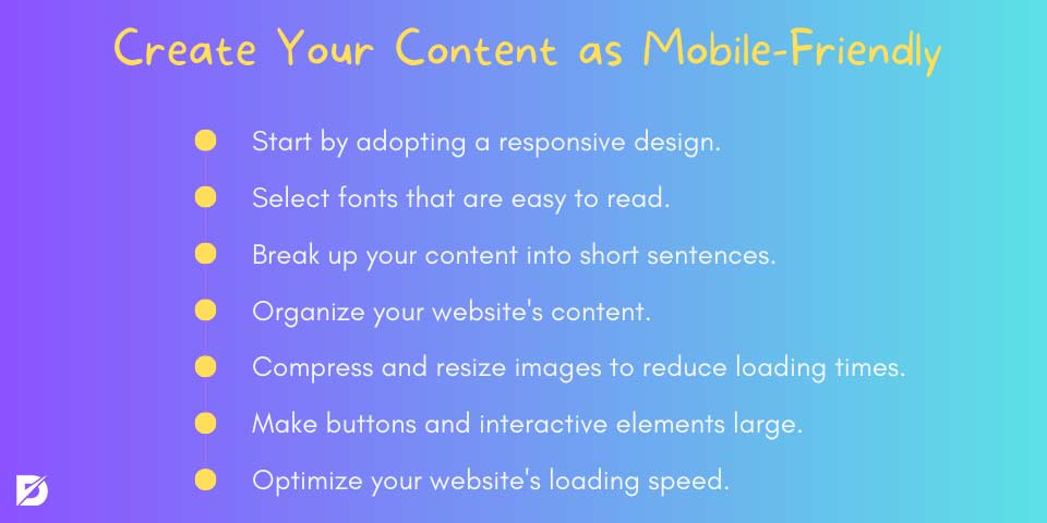 create your content as mobile friendly