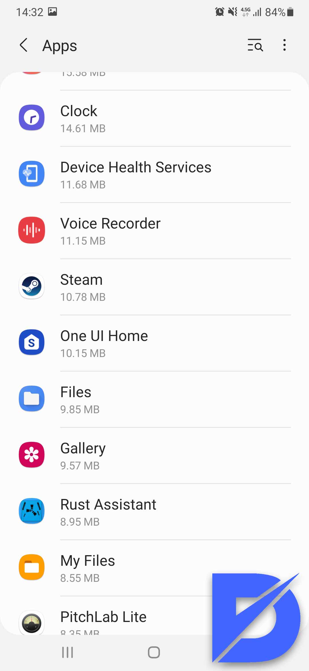 find and select the app
