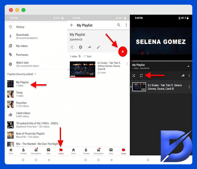 youtube playlist on android