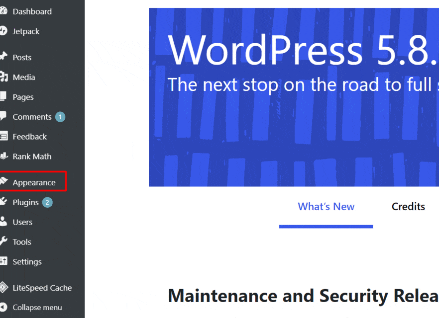 wordpress dashboard