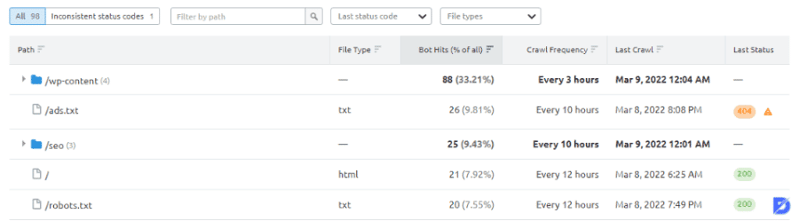 Log File Bot Hits