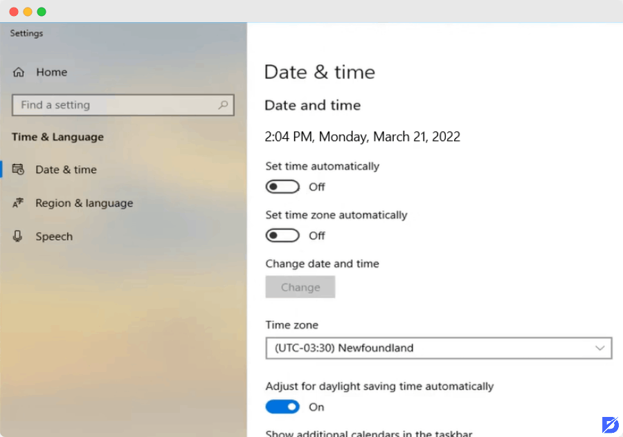 Windows Date and Time