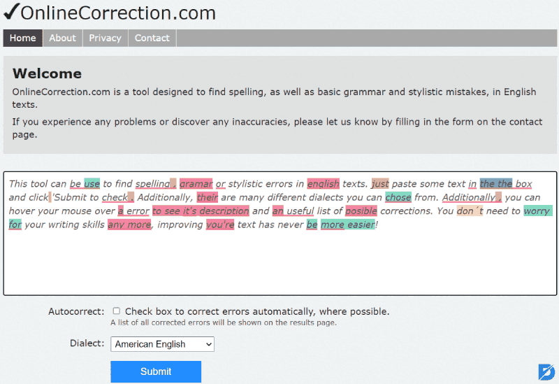 Onlinecorrection Grammar Checker