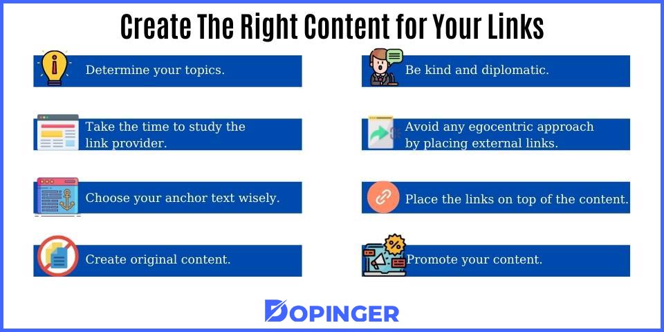 the right content for links