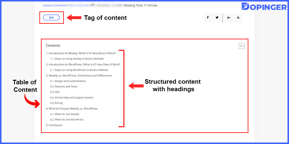 content structure for seo