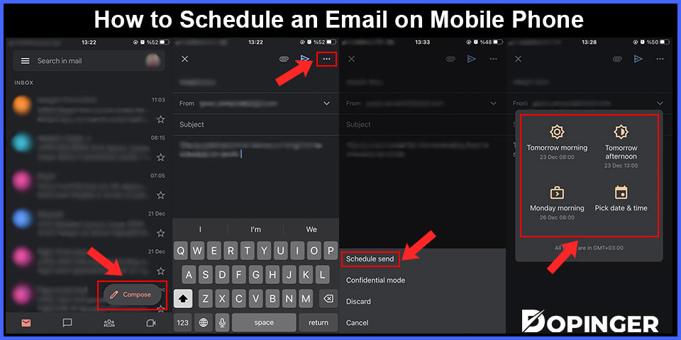 how to schedule an email on mobile phone