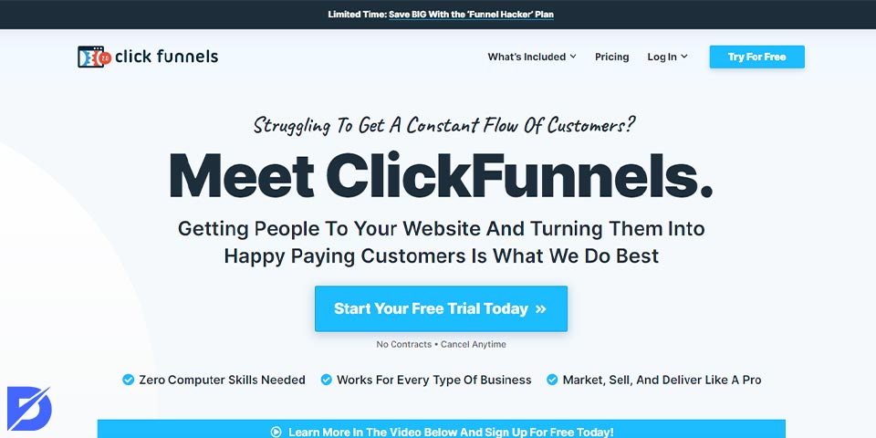 clickfunnels homepage