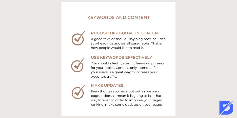 keywords and content