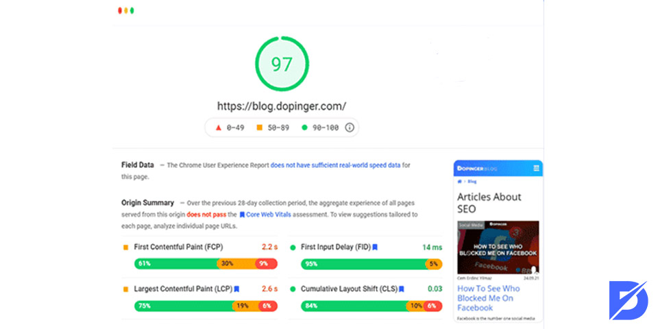 page speed report