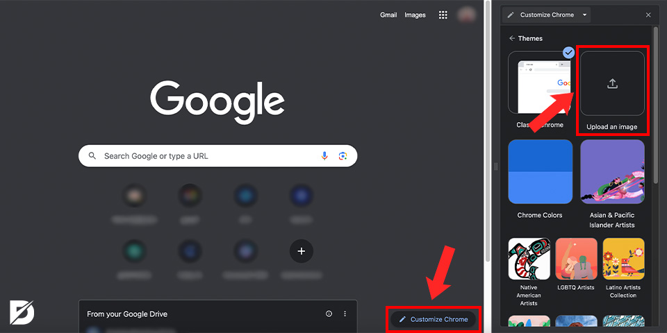 how to customize google background