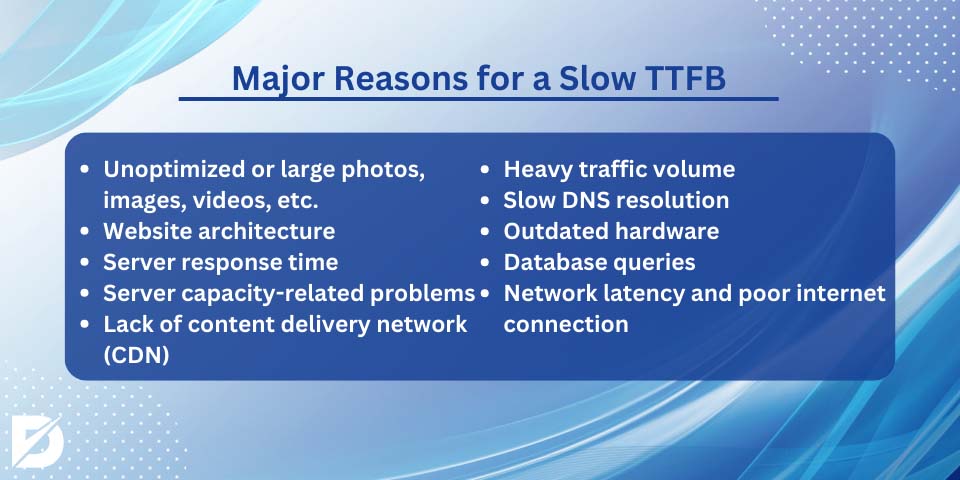 major reasons for a slow ttfb