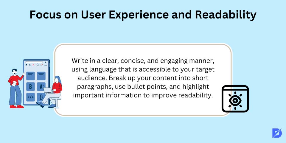 focus on user experience and readability