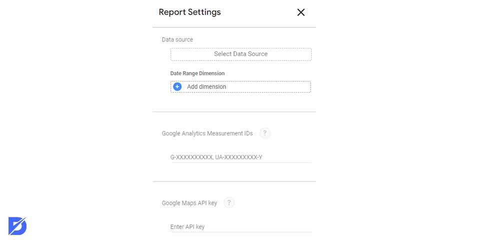 digital marketing report data source settings