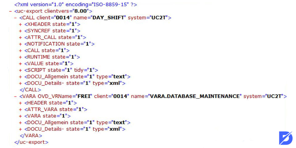 example of xml file